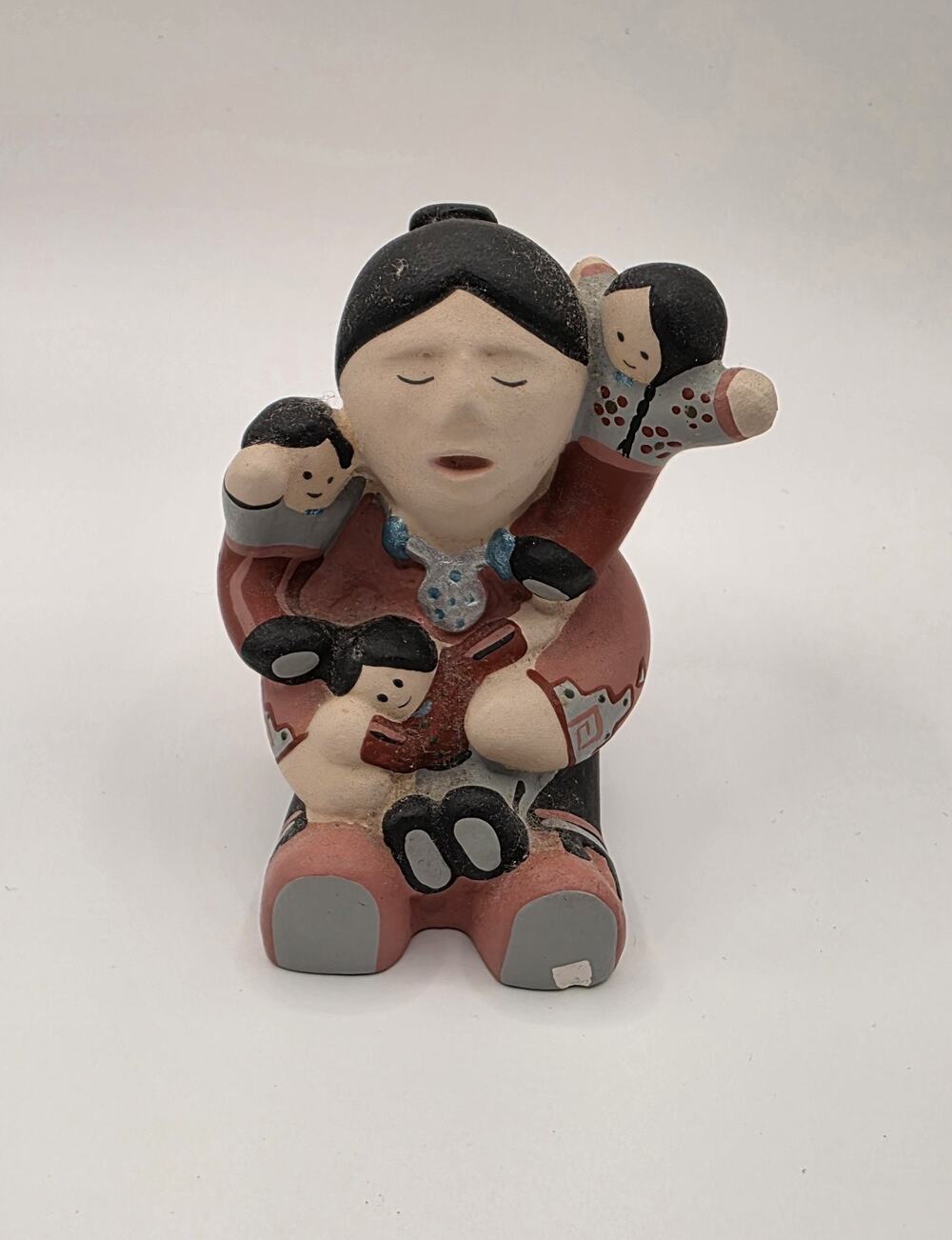 Southwest Heritage Pottery Storyteller Painted Figurine 3 Children Small